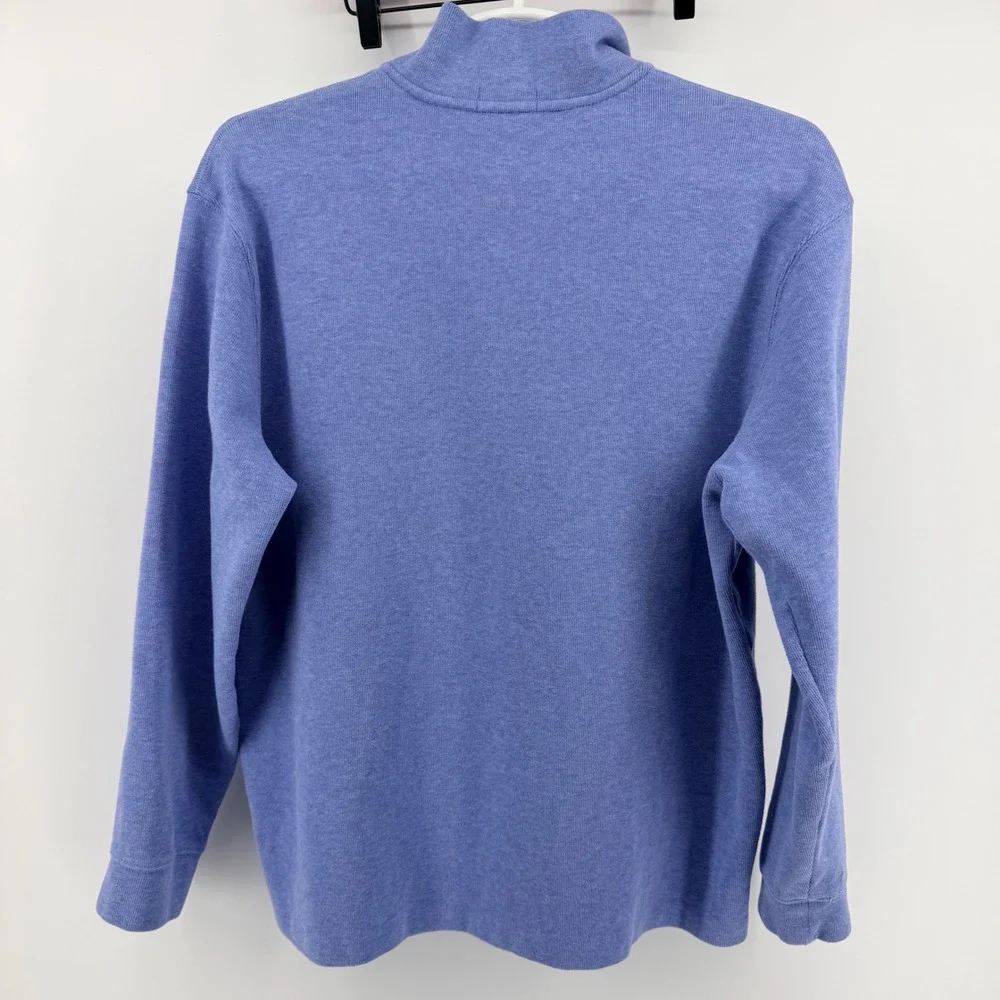 Polo Ralph Lauren Quarter Zip Cotton Pullover Sweater XL Blue Heathered Pony